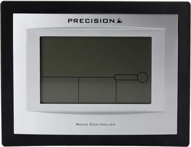 PRECISION Silver LCD Radio Controlled Alarm Clock, Black