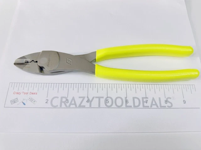 Snap On Tools New 29ACFH Hi-Viz Soft Grip 9 Wire Terminal Crimping Tool & Cutter