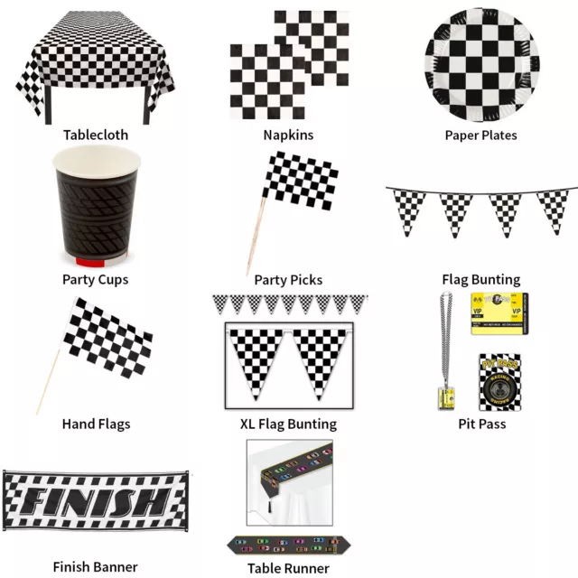 Chequered Flag Formula Racing Themed Decorations - Partyware Complete Selection