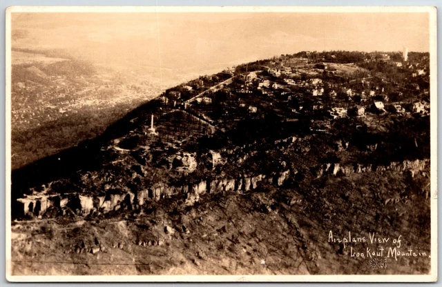 airplane view of lookout mountain RPPC real photo postcard