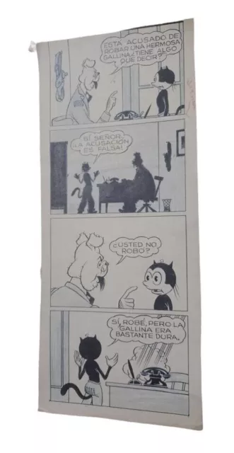 FERRONI 'Rulito The Cat' Original Art Cartoon Page Comic Argentina 1954