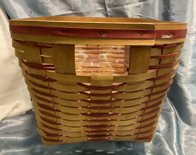 Handwoven Longaberger Wooden Weaved Laundry Basket - 21” - 1994 3