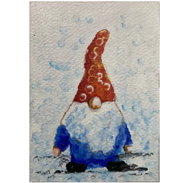 ACEO ORIGINAL PAINTING Mini Collectible Art Card 300 Gsm Signed Dwarf Snow Ooak