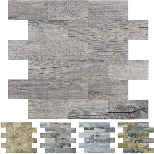 Peel and Stick Tile Backsplash, PVC Gray Rustic Backsplash Wood Tile for Kitchen