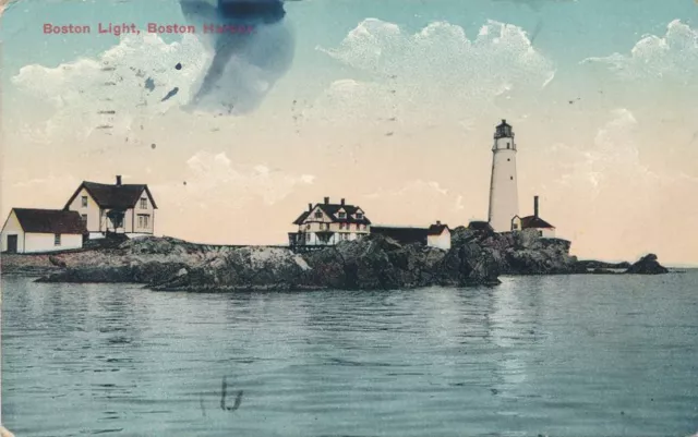 Boston Harbor MA, Massachusetts - The Boston Light House - pm 1913 - DB