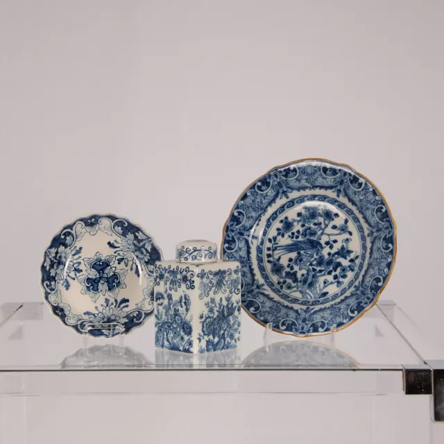 Vintage 1930 Dutch Delftware Blue and white plates Tea Caddy Delft Pottery