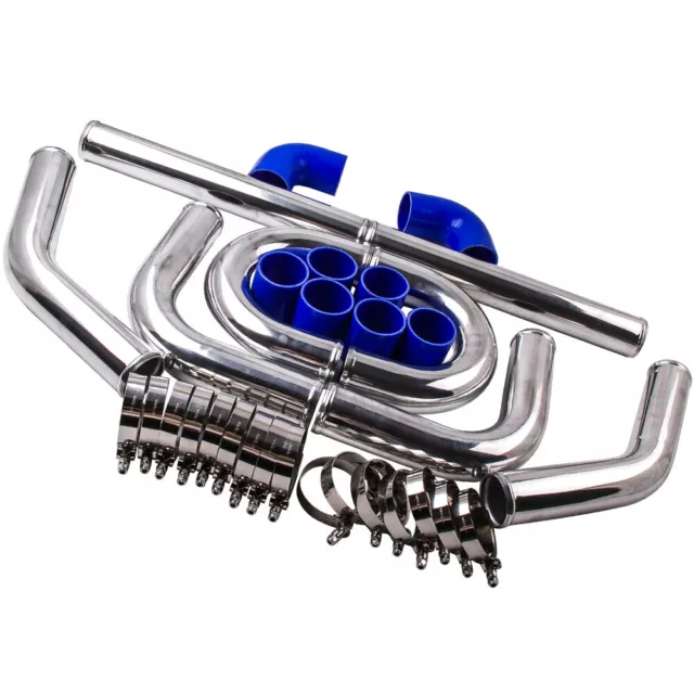 2.5" Turbo Intercooler Tubo Tubería Kit 64 mm Manguera Azul hágalo usted mismo