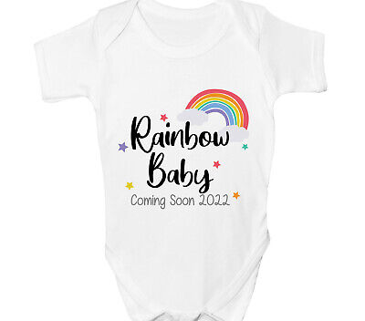 Personalised Rainbow Baby Grow Announcement Bodysuit Customised Vest Gift