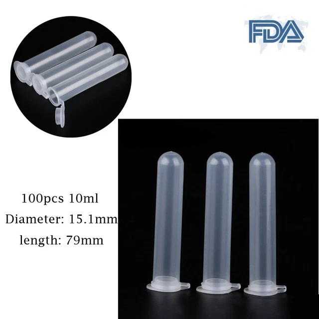 100X 10ml Plastic Centrifuge Lab Test Tube Vial Sample Container Bottle Cap CE