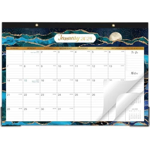 DESK/WALL CALENDAR 2024, Jan 2024 Dec 2024, 17" x 12", 2 2024 Desk