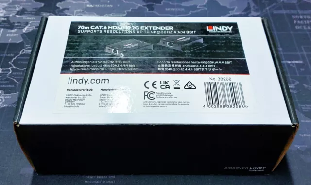LINDY 70m Cat.6 HDMI 4K30 & IR Extender mit PoC & Loop Out ~ 38208