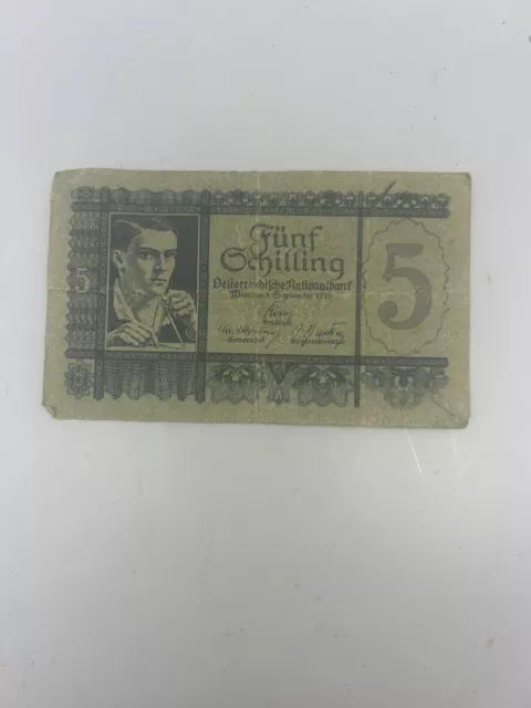 Austria Östereich 5 Funf Schilling 1945