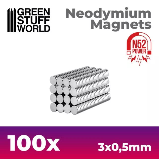 100x Magneti Neodimio - 3x0,5mm Dischi (N52) - calamite calamita Warhammer 40k