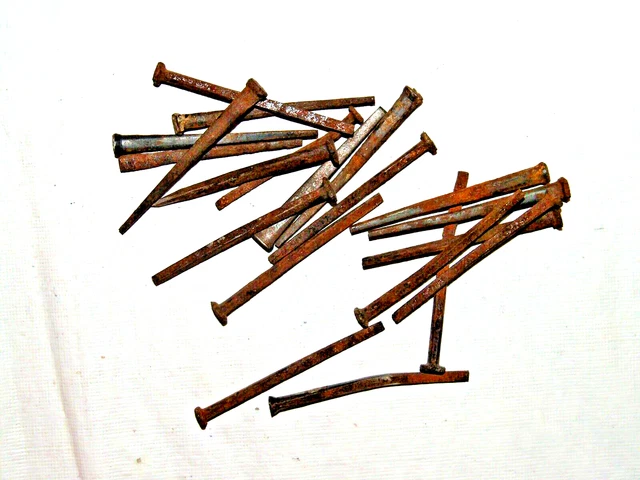 Lot Of 20 Antique, Rusty,  Square Head Nails ~ 2 1/2" Long