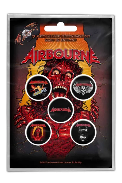 Airbourne Button Badge Pack Breakin' Outta Hell new Official Black Set of 5