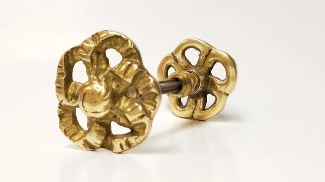Antique Vintage Set of Beautiful Ornate Late 1800's? Heavy Brass Door Knobs