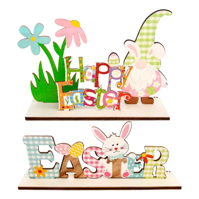 Easter Egg Bunny Ornament Freestanding Bunny Table Wooden Sign Easter Bunny Deco