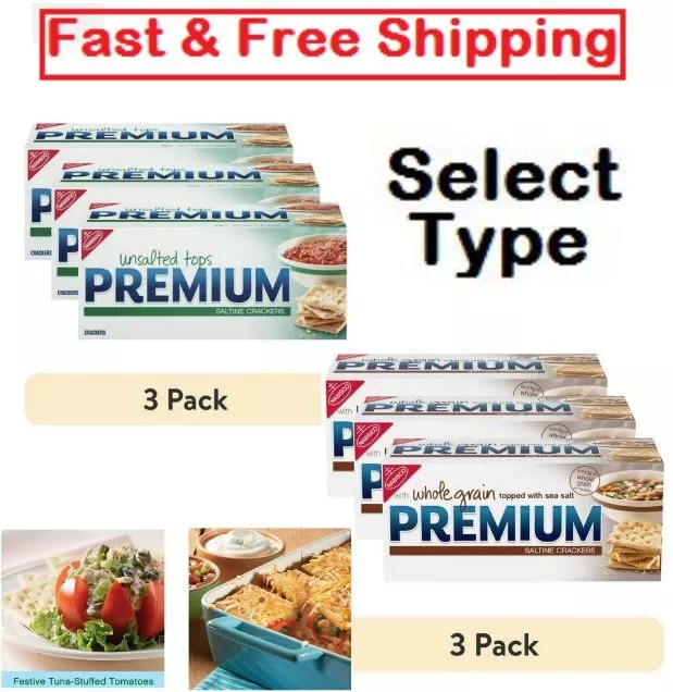 Premium Saltine Crackers, (3 pack) ( Select your Type / Size )