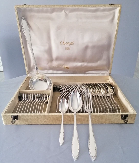 Lot De 12 Pièces - 4 Couverts à Servir Hors-d'œuvre Christofle Modèle Albatros Argenté