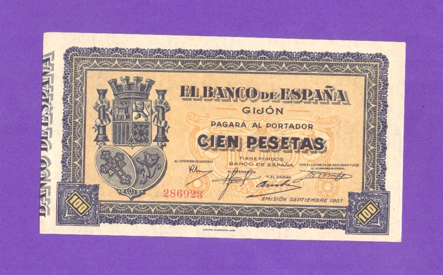 Spaiin-Banknote    Rare Rare   -  100   Pesetas   1937 -  Unc