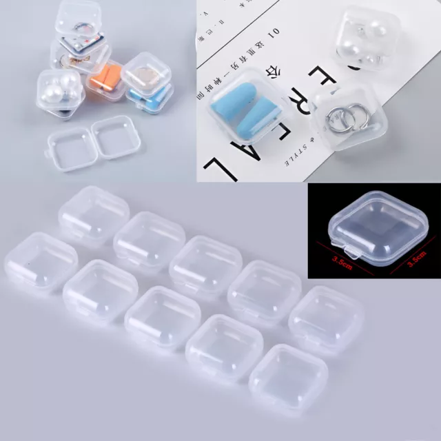 10-100pcs Mini Clear Plastic Small Box Jewelry Earplugs Storage Case Container