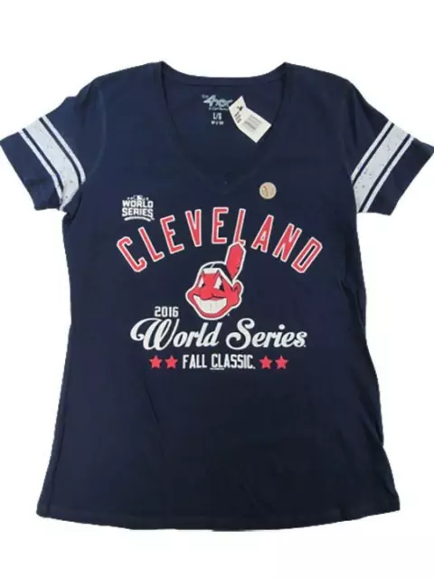 2016 World Series Fall Classic Cleveland Indians Womens Size S-M-L-XL Blue Shirt