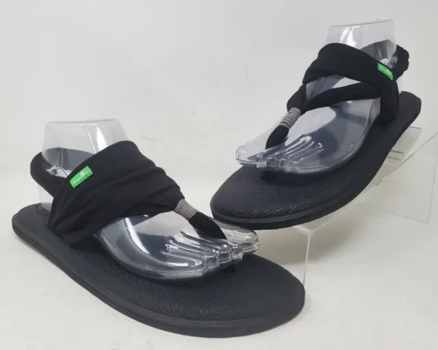 Sanuk Sandals Womens Sz 6 Yoga Sling 2 Thong Ankle Strap SWS10001 Black Comfort