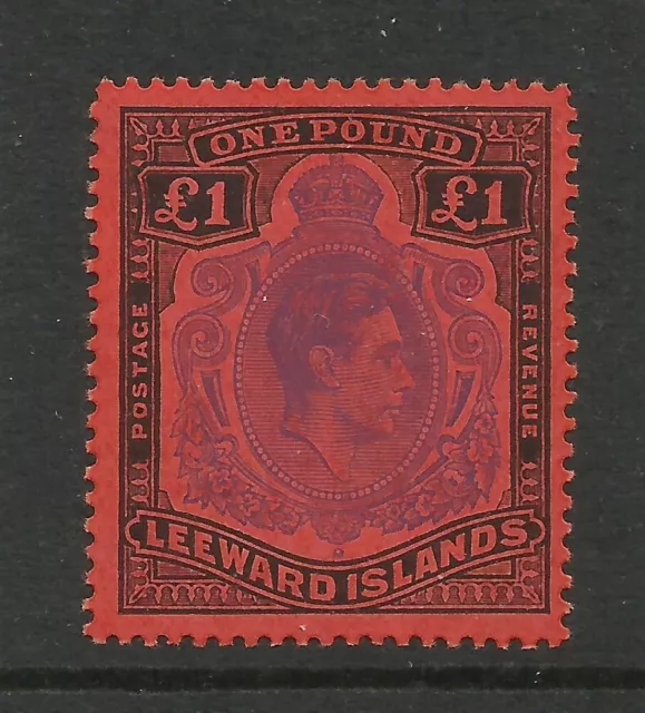 LEEWARD IS. 1952 Sg 114c, Perf 13 £1 Violet & Black/Scarlet M/Mint. {AV1800-362}