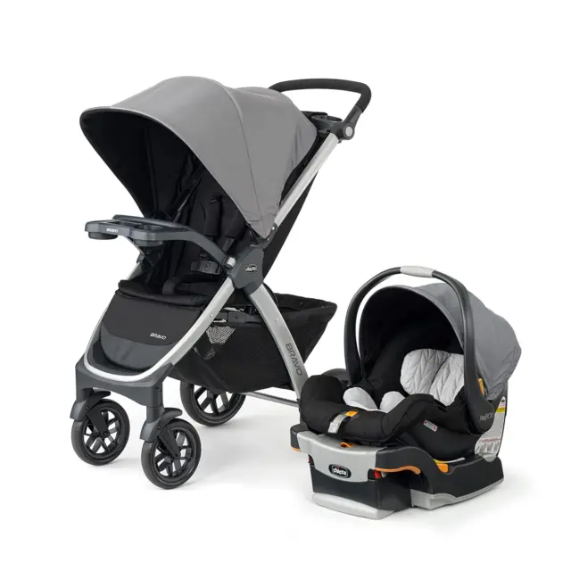 Chicco Bravo 3-In-1 Trio Travel System, Quick-Fold Stroller with Keyfit 30 Infan