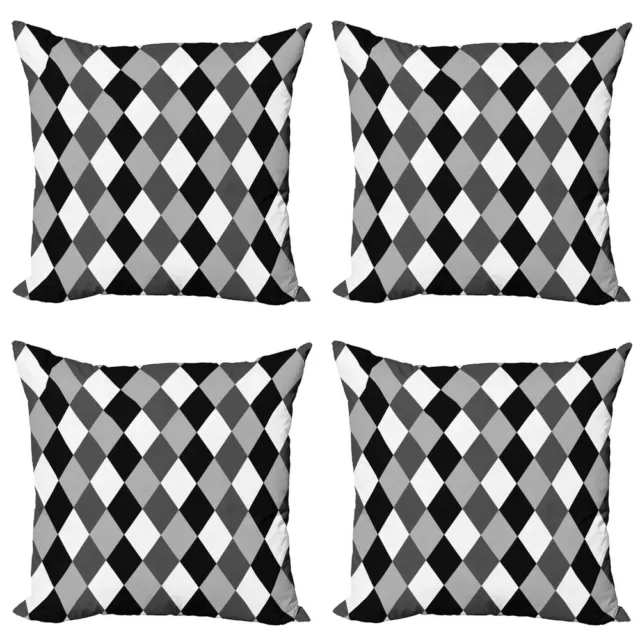 Geometric Pillow cushion set of 4 Black and White Rhombus