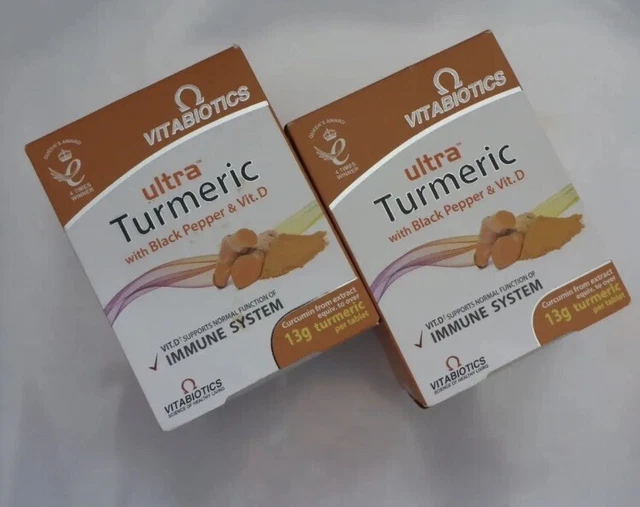 2X 60 VITABIOTICS Ultra Turmeric 120 Tablets With Black Pepper & Vit D