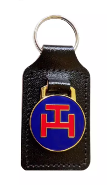 Order of the Holy Royal Arch Triple Tau Masonic Black Leather Key Fob