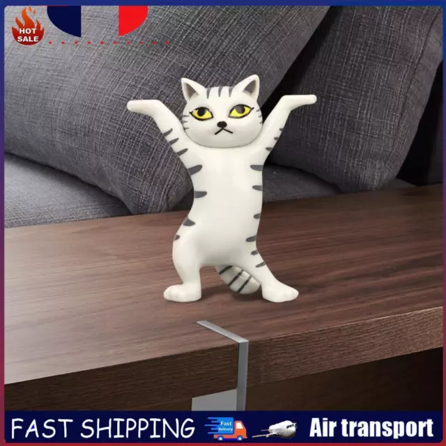 Cartoon Cat Pen Holder Resin Dancing Kitten Sculpture Office Home Decor (C) FR