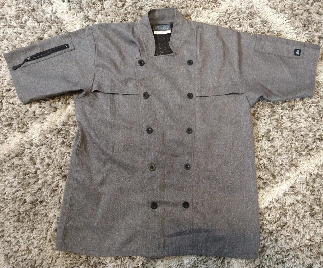 Cook Cool by Happy Chef Shirt Top Unisex Button Up Left or Right Gray Small