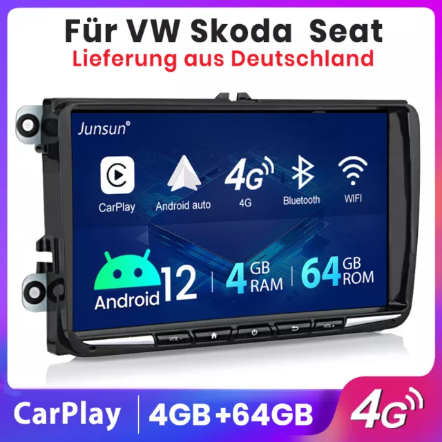 CarPlay Android Auto 12 Autoradio GPS Navi für VW GOLF 5 6 Passat Polo T5 Touran