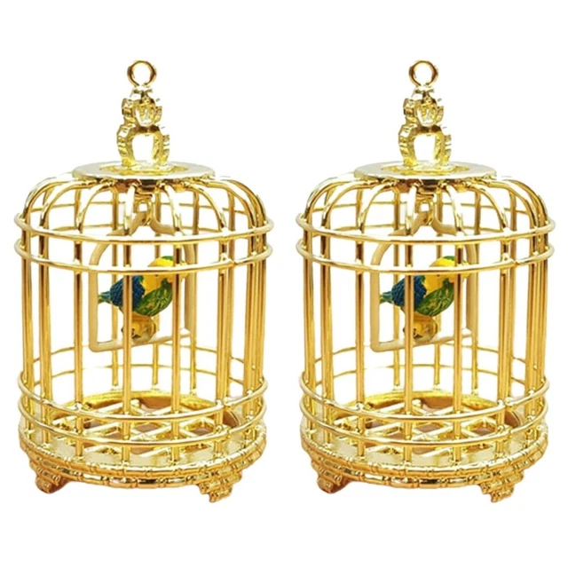 2x petit minuscule cartoon petite cage à oiseaux pour cadeau décor