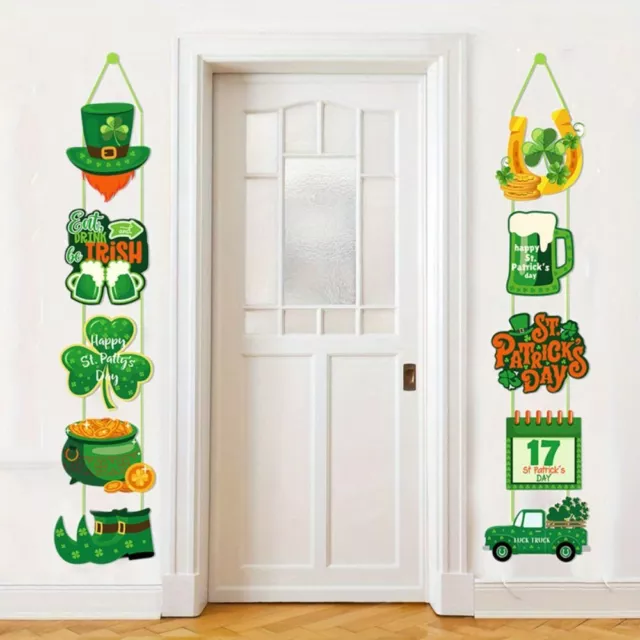 Paper Irish Day Porch Sign Welcome Shamrock Hanging Banners  Home