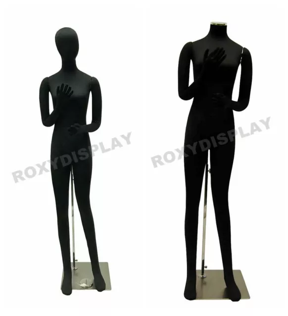 Female full body Poseable Mannequin form Black with flexible parts #JF-F02SOFTX