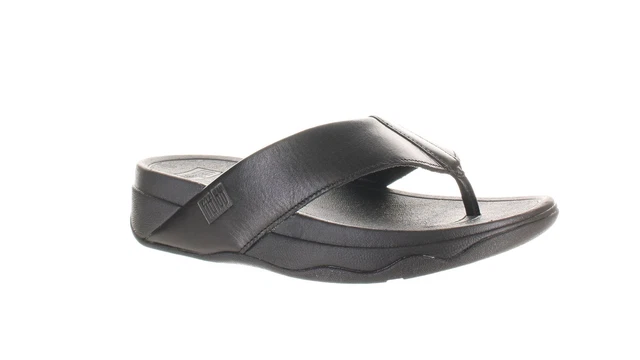 FitFlop Womens Surfa Black T-Strap Sandals Size 5 (7221224) 2