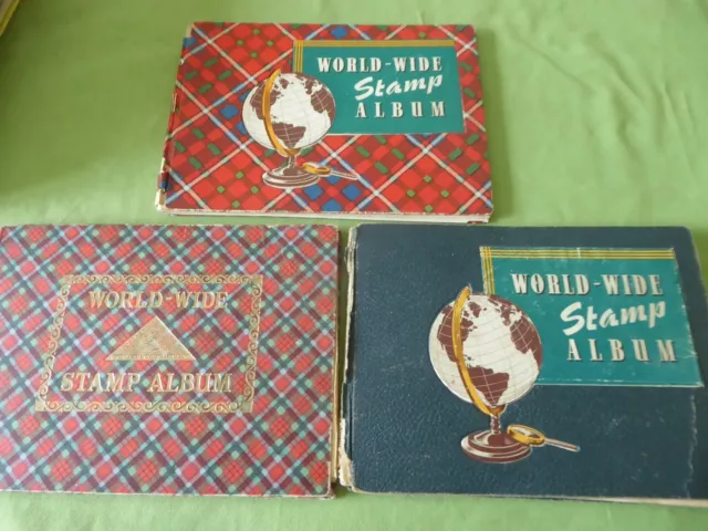 3 'World - Wide' Stamp Albums With Around 1,000 Stamps