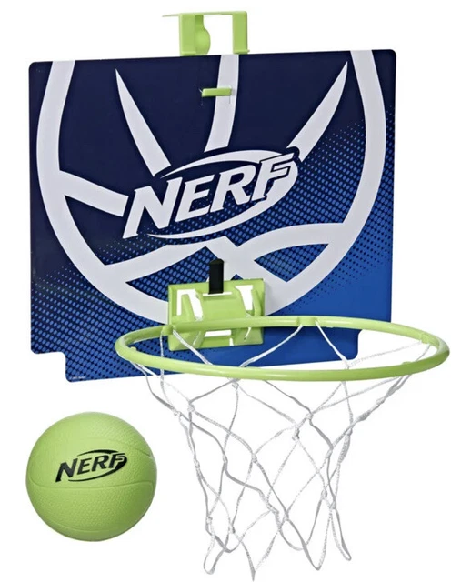 NERF Nerfoop Classic Mini Foam Basketball Hoop Hooks On Doors black/green ball