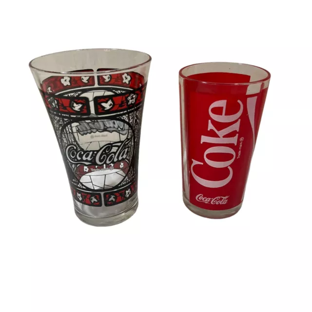 2 Vintage Coca Cola Pop Soda Drinking Glasses Beverage