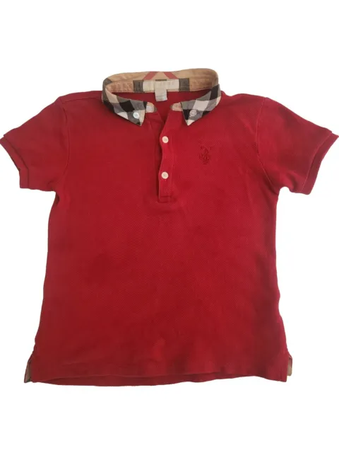 Authentic Burberry Children Boy’s Polo Size 4y In Red