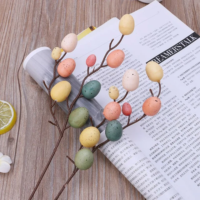 Easter Egg Tree Decor Creative Branch With Painting Eggs Plastic Spring G .Q1