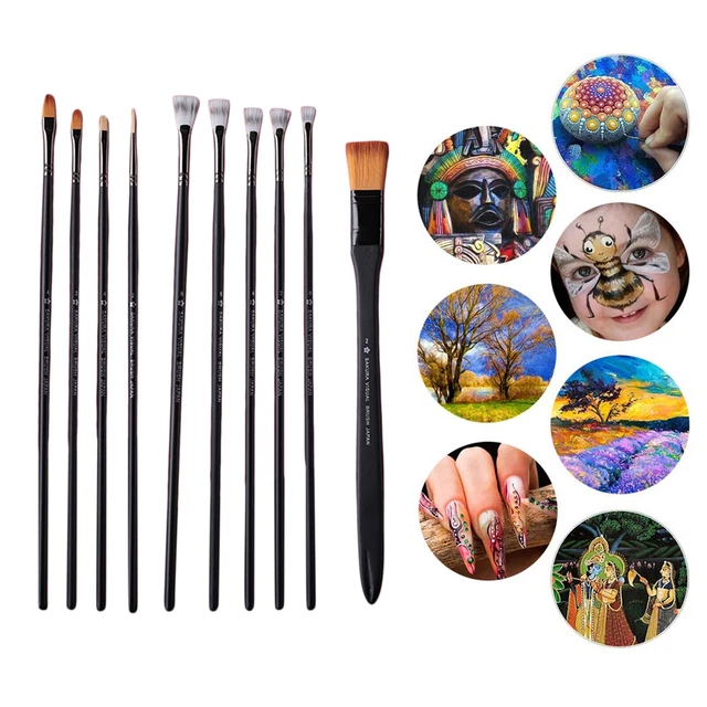 Set di pennelli da 10 pezzi Acquerello Acrilico Gouache Tempera Pennelli
