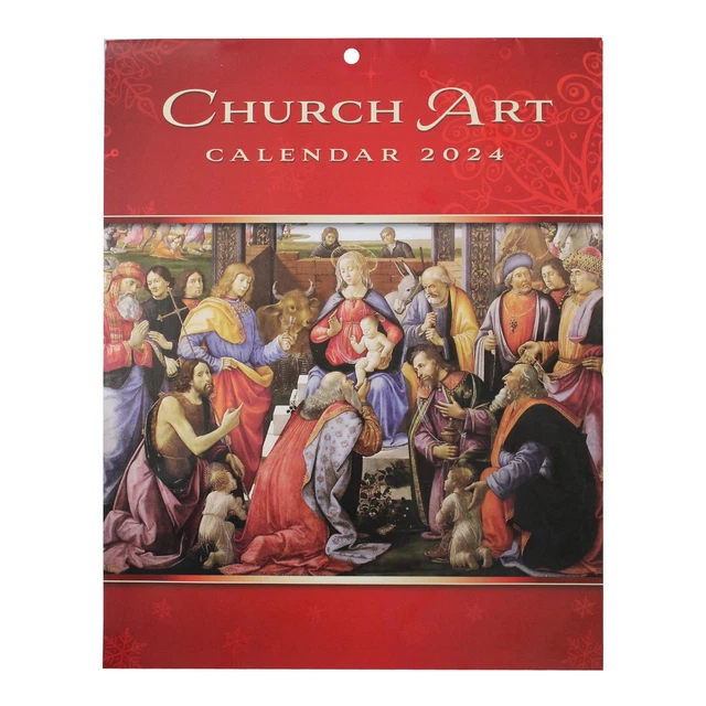 RELIGIOUS CHURCH ART Wall Calendar 2024 with Bible Verses and