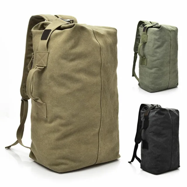 Men Canvas Backpack Shoulder Bag Sports Travel Duffle Military Handbag Luggage