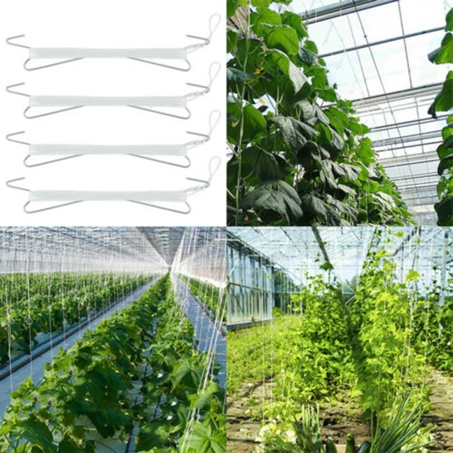 10 Crochets De Jardin Pour Tomates – Supports à Vigne (Crochets Fer + Corde Nylon Vert)