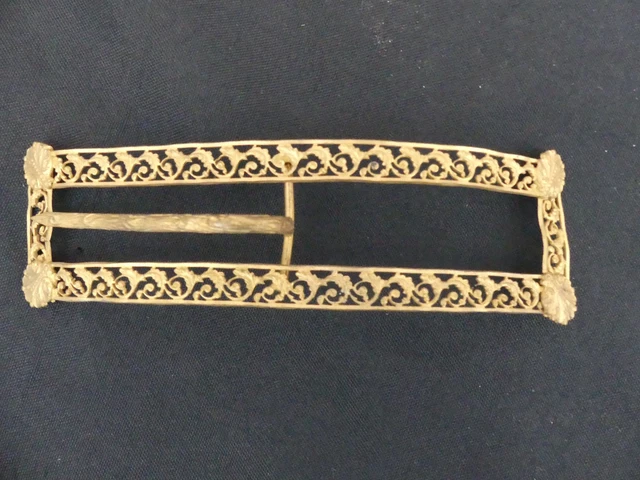 Boucle De Ceinture Métal Ajouré - Fin XIXème, 11,6 X 6,6 Cm, Doré (France)