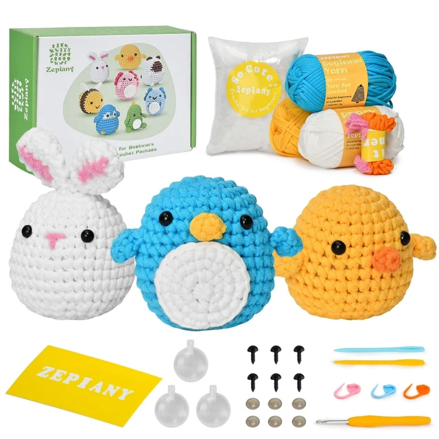 Acquista Kit per principianti all'uncinetto, kit per principianti all'uncinetto con elefante animale, filato Easy Peasy, fibra di poliestere in Italia a partire da 13